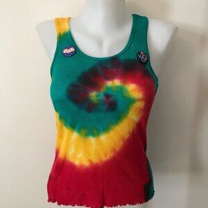 Wise Girls Classic Tie Dye Swirl Fitted Ribbed Tank Top TShirt Hippie Sz Small
